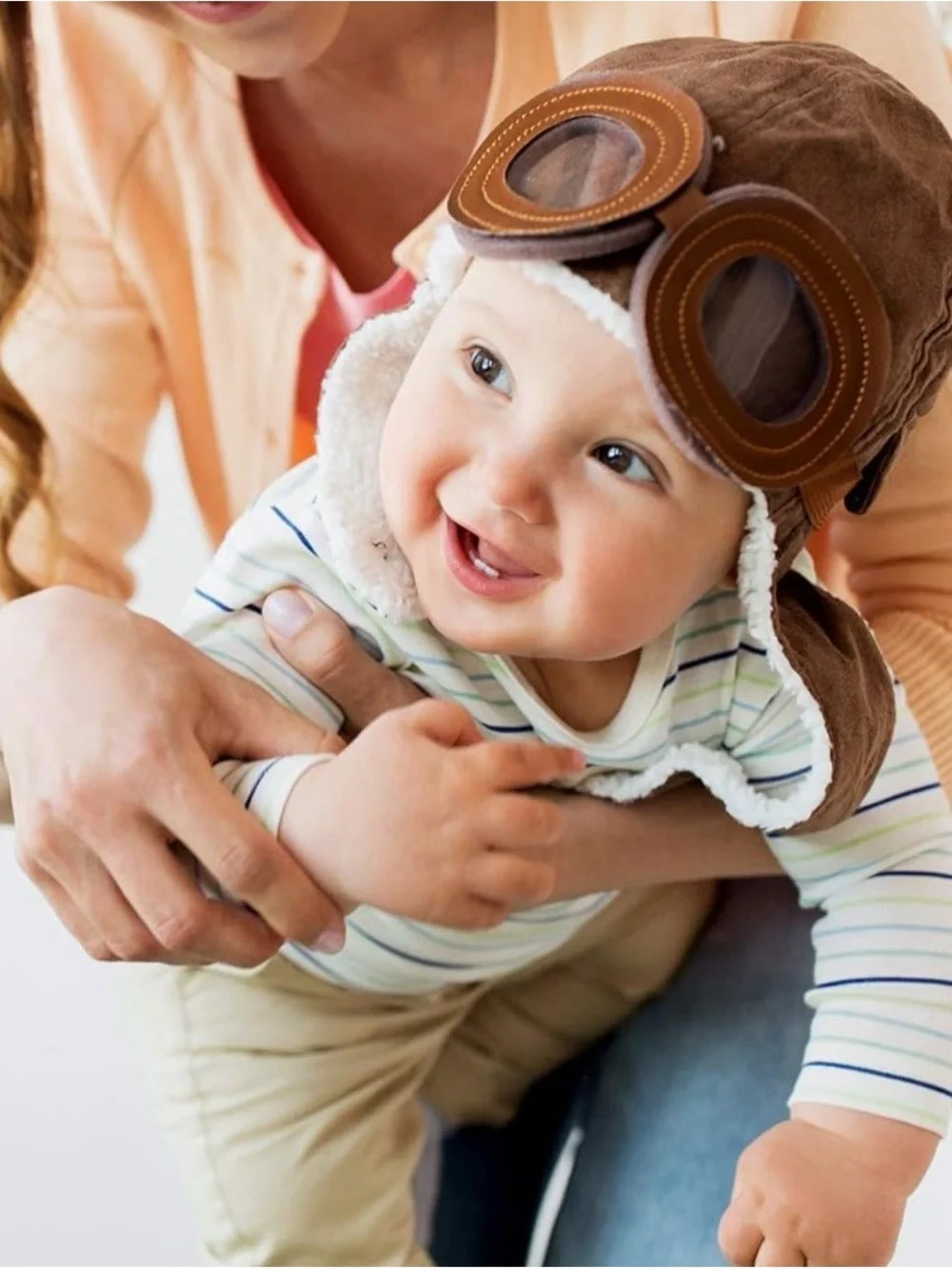 Baby Pilot-Style Winter Hat with Earflaps Brown